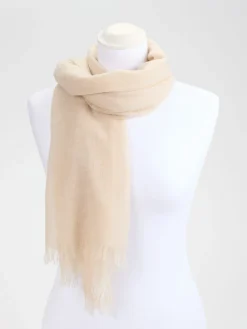 – Fransenschal aus Kaschmir in Creme-Blui Outlet