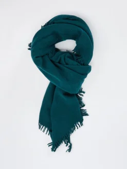 – Fransenschal aus Woll-Kaschmir-Mix Petrol-Blui Outlet