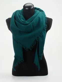 – Fransenschal aus Woll-Kaschmir-Mix Petrol-Blui Outlet