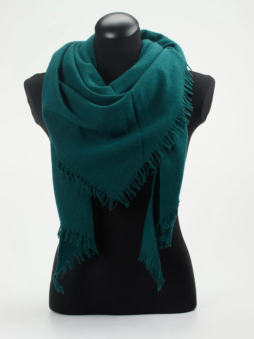 – Fransenschal aus Woll-Kaschmir-Mix Petrol-Blui Outlet