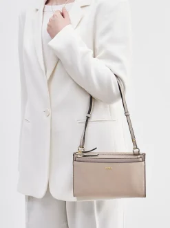 – Schultertasche aus Kalbleder in grau-Boss Discount