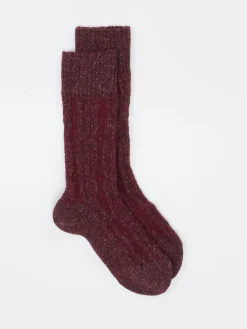 – Freizeitsocken aus Wolle bordeaux meliert-Burlington Sale