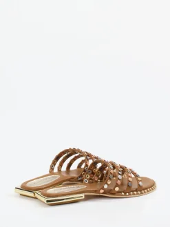 – Pantolette aus Kalbleder cognac-CAFèNOIR Outlet