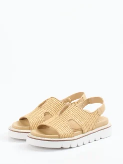 – Plateau-Sandalen aus Kalbleder geflochten-CAFèNOIR Hot