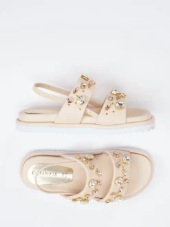 – Sandalen aus Kalbleder mit Strass-CAFèNOIR Discount