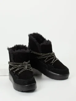 – Schnürstiefelette aus Veloursleder-CAFèNOIR New