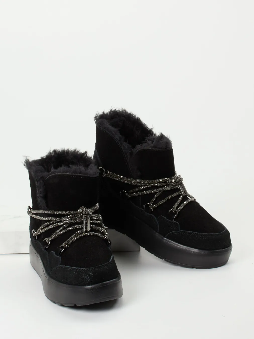 – Schnürstiefelette aus Veloursleder-CAFèNOIR New