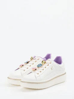 – Sneaker aus Kalbleder mit Schmucksteinen-CAFèNOIR Online