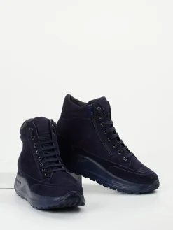 – High-Top Sneaker aus Veloursleder Dunkel-Candice Cooper Clearance