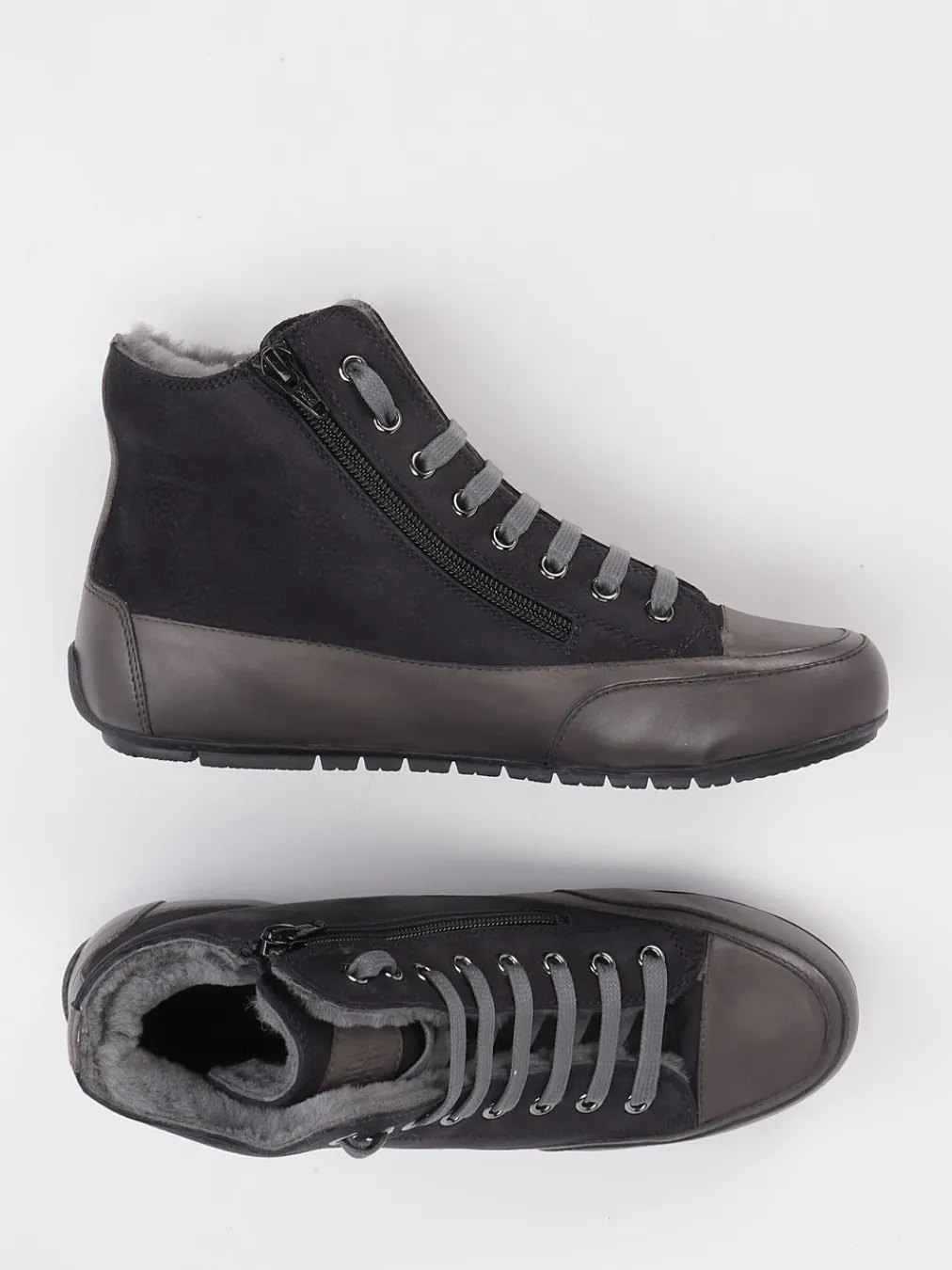 – High-Top Sneaker aus Nubukleder anthrazit-Candice Cooper Clearance