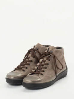 – High-Top Schnürschuh aus Veloursleder taupe-Christian Dietz Outlet