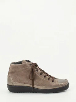 – High-Top Schnürschuh aus Veloursleder taupe-Christian Dietz Outlet