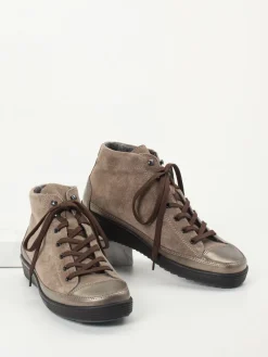 – High-Top Schnürschuh aus Veloursleder taupe-Christian Dietz Outlet