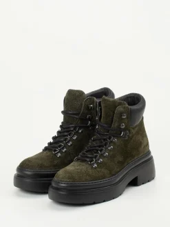 – Schnürboots aus Veloursleder Oliv-Copenhagen Discount