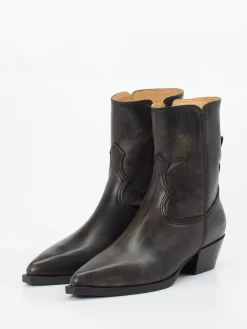 – Western-Stiefeletten aus Leder dunkelbraun-Copenhagen Sale