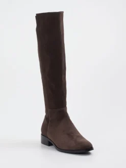 – Kniehohe Stiefel aus Veloursleder Dunkel-Di Lauro