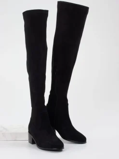 – Overknee-Stiefel aus Veloursleder-Di Lauro Outlet