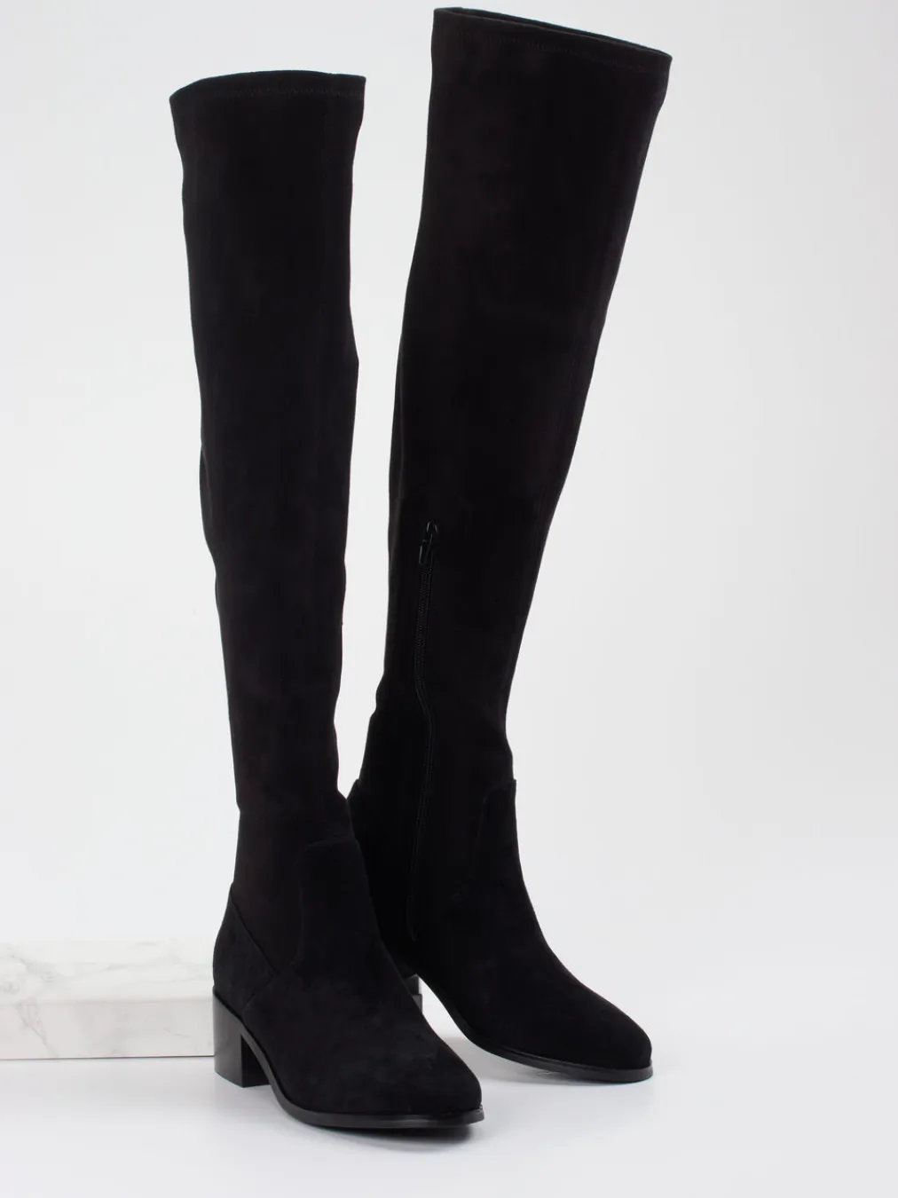 – Overknee-Stiefel aus Veloursleder-Di Lauro Outlet