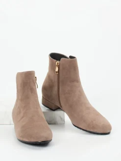 – Stiefeletten aus Veloursleder taupe-Di Lauro Outlet