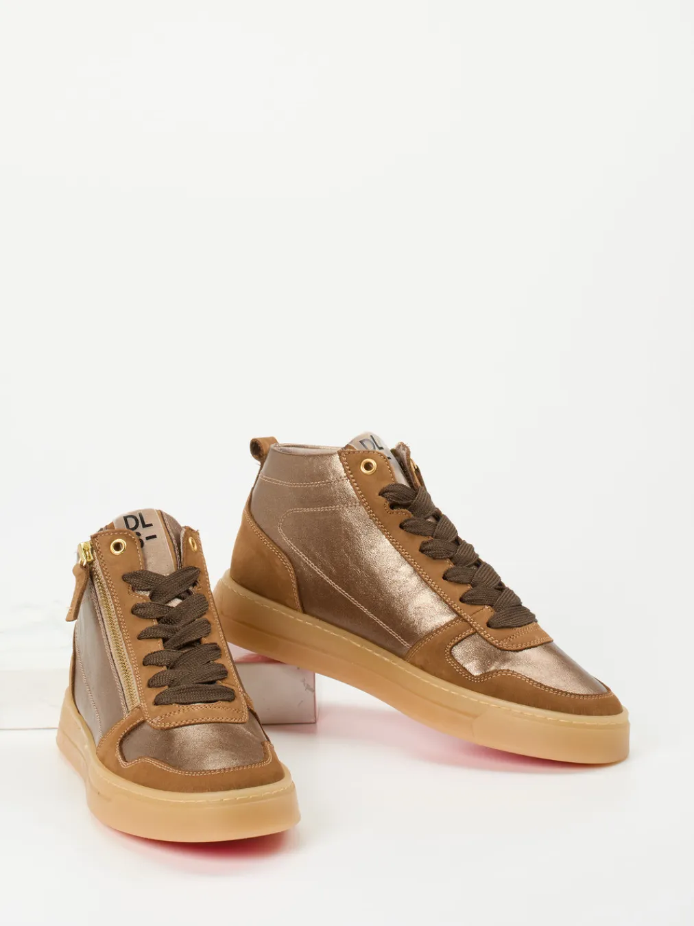 – High-Top Sneaker aus Metallicleder bronze-DL Sport Outlet