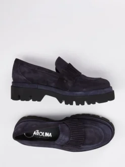 – Chunky Loafer aus Veloursleder Dunkel-Donna Carolina Discount