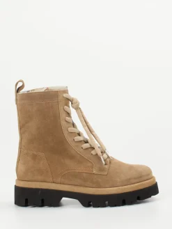 – Schnürboots aus Veloursleder in Beige-Donna Carolina Outlet