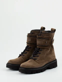 – Schnürboots aus Veloursleder-Donna Carolina Sale