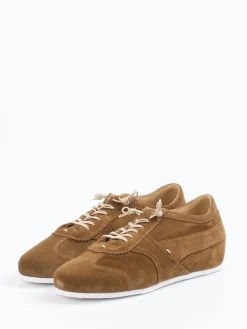 – Schnürschuhe aus Veloursleder Cognac-Donna Carolina Clearance