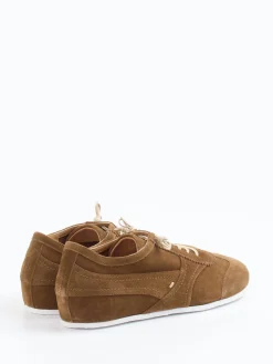 – Schnürschuhe aus Veloursleder Cognac-Donna Carolina Clearance