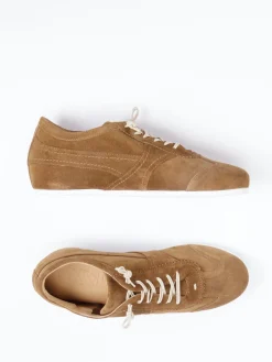 – Schnürschuhe aus Veloursleder Cognac-Donna Carolina Clearance