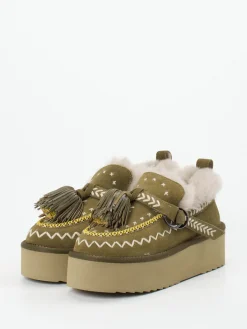 – Plateau-Loafer aus Veloursleder olivgrün-Elena Iachi Clearance
