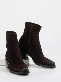 – Stiefeletten aus Veloursleder Dunkel-Elena Iachi Outlet