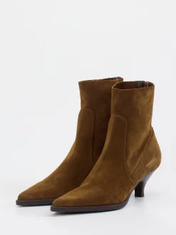 – Stiefeletten aus Veloursleder Cognac-Elena Iachi Outlet