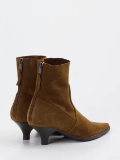 – Stiefeletten aus Veloursleder Cognac-Elena Iachi Outlet