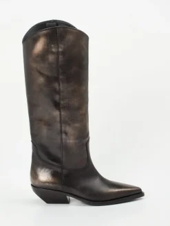 – Westernstiefel aus Metallicleder bronze-Elena Iachi Online