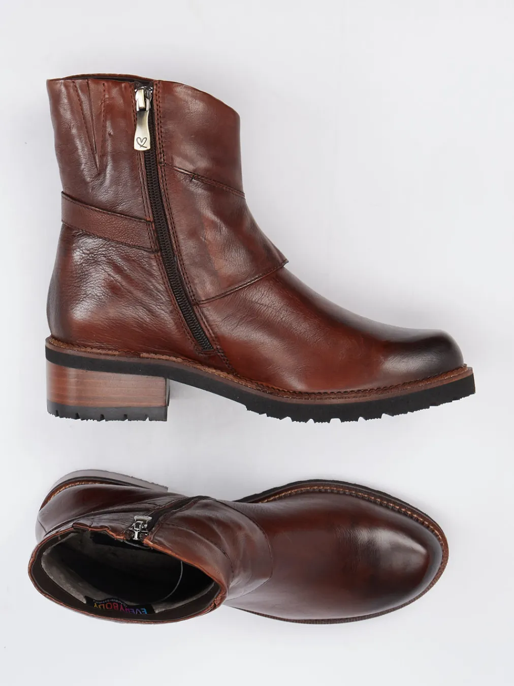 – Biker-Stiefelette aus Kalbleder Dunkel-Everybody Online