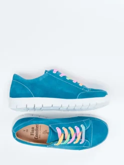 – Komfort-Sneaker aus Veloursleder petrol-Finn Comfort New