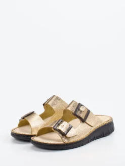 – Pantolette aus Metallicleder goldfarben-Finn Comfort New