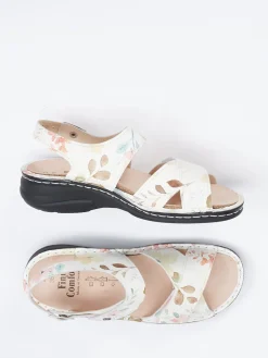 – Sandalen aus geprägtem Leder floral-Finn Comfort