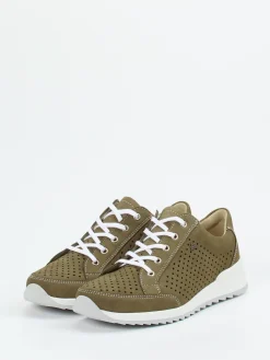 – Schnürschuhe aus Nubukleder in Oliv-Finn Comfort