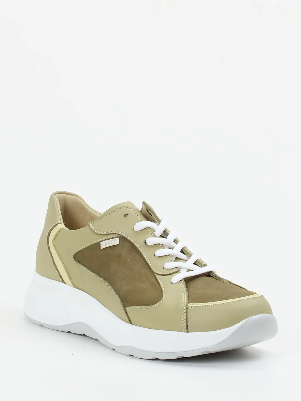 – Sneaker aus Kalbleder in Olivbeige-Finn Comfort Clearance