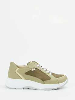 – Sneaker aus Kalbleder in Olivbeige-Finn Comfort Clearance