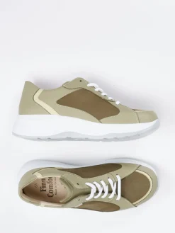– Sneaker aus Kalbleder in Olivbeige-Finn Comfort Clearance