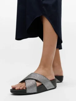 – Pantolette aus Metallicleder in Schwarz-FitFlop