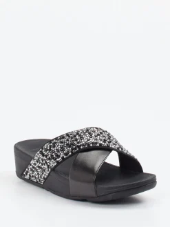 – Pantolette aus Textil mit Strassbesatz-FitFlop Clearance