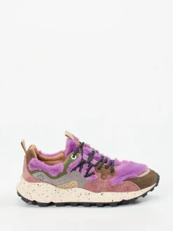 – Sneaker aus Veloursleder und Textil Lila-Flower Mountain