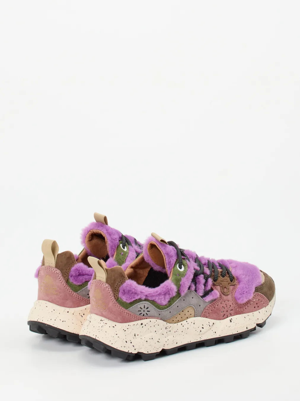 – Sneaker aus Veloursleder und Textil Lila-Flower Mountain