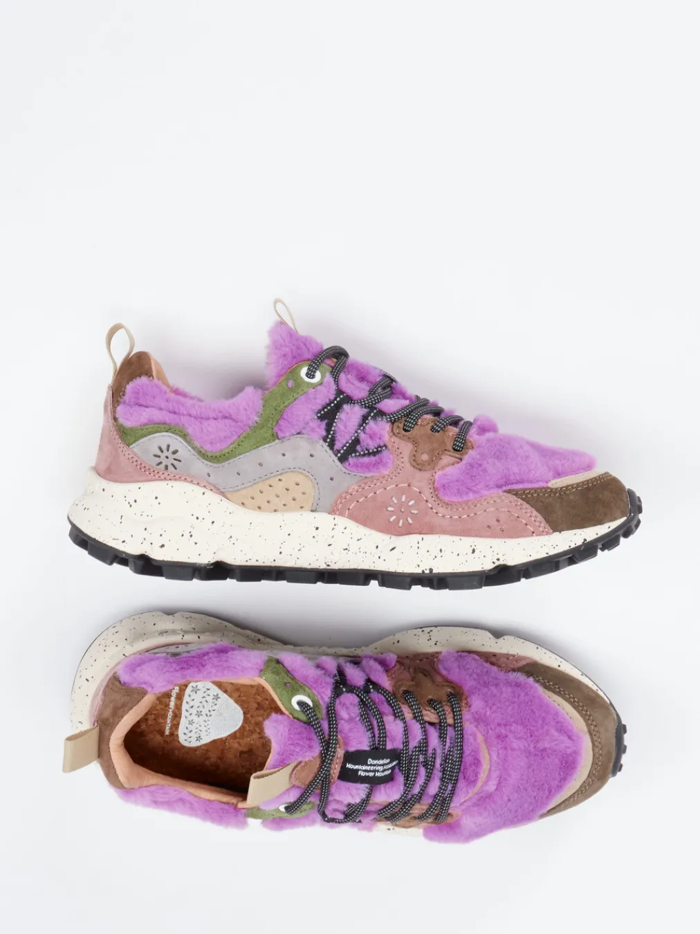 – Sneaker aus Veloursleder und Textil Lila-Flower Mountain
