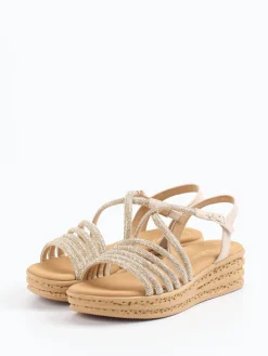 – Keilsandalette aus Velour/Metallic Beigegold-Gabor Hot