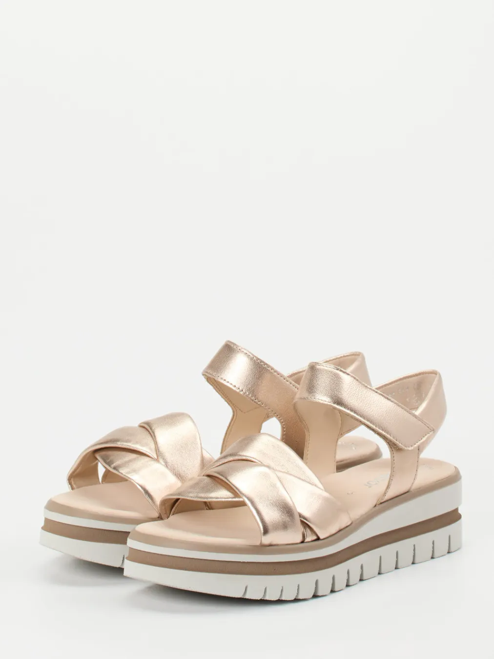 – Keilsandalette aus Metallicleder in Rosé-Gabor New